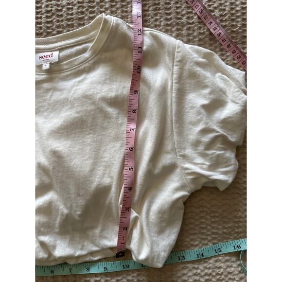 Seed Heritage Cream Cropped Bubble Hem Top Small - Picture 6 of 6